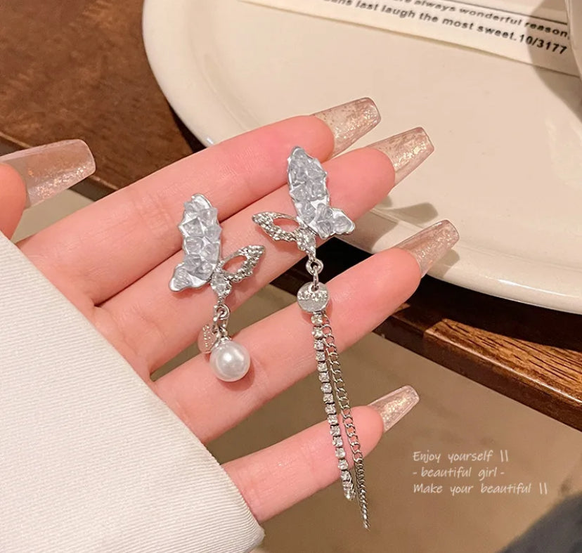 Butterfly drop earrings