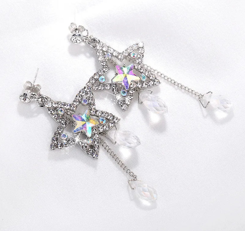 Star plating drop earrings