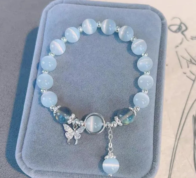 Glass beaded butterfly bracelet