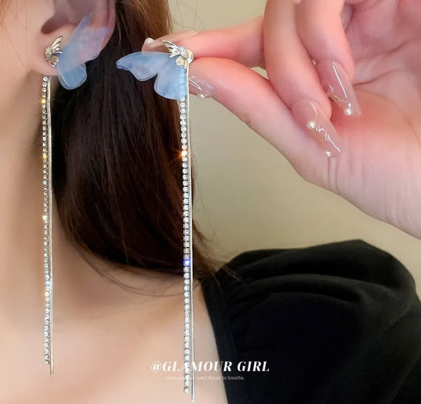 Butterfly rhinestone earrings