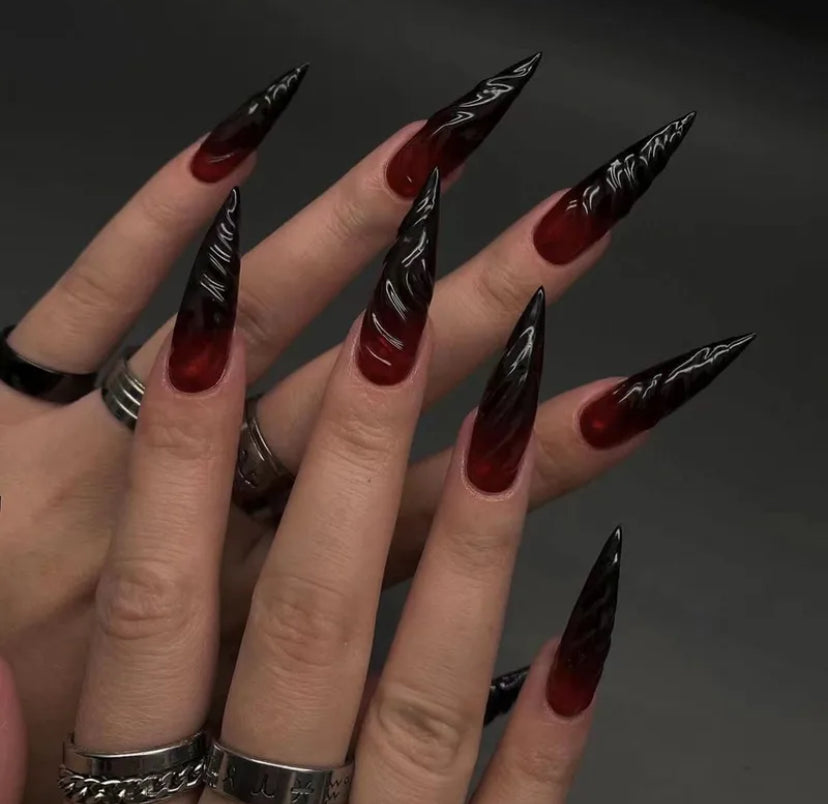 Gothic cherry red nails