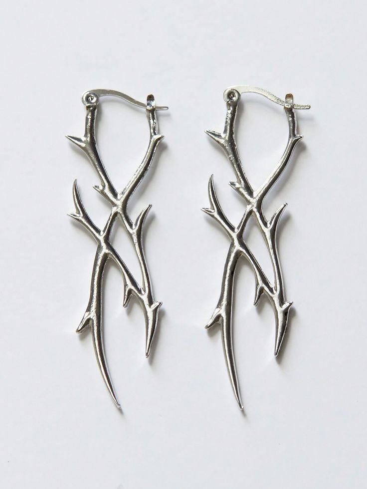 Silver thorn earrings