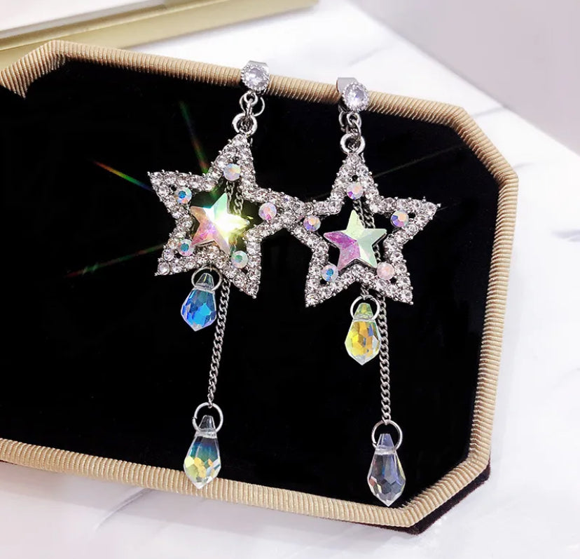 Star plating drop earrings