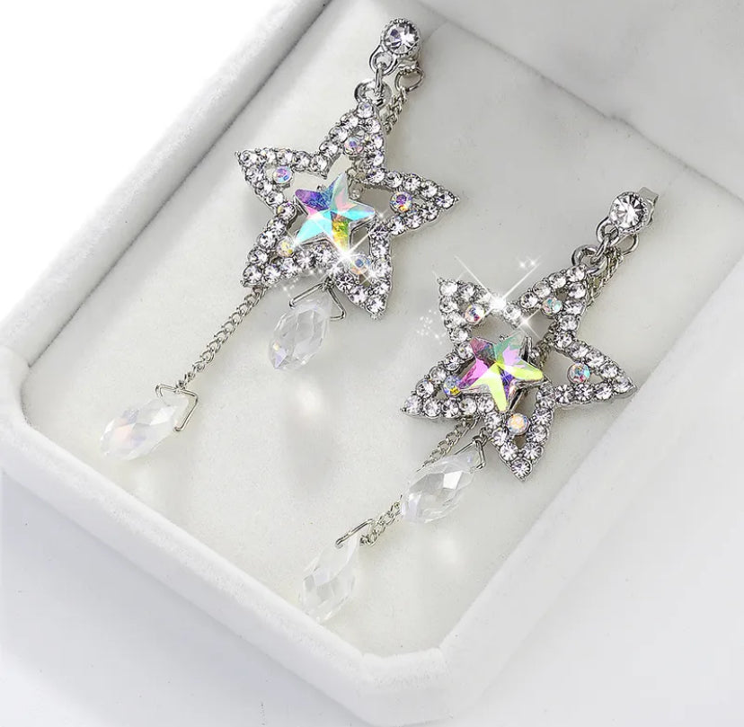Star plating drop earrings