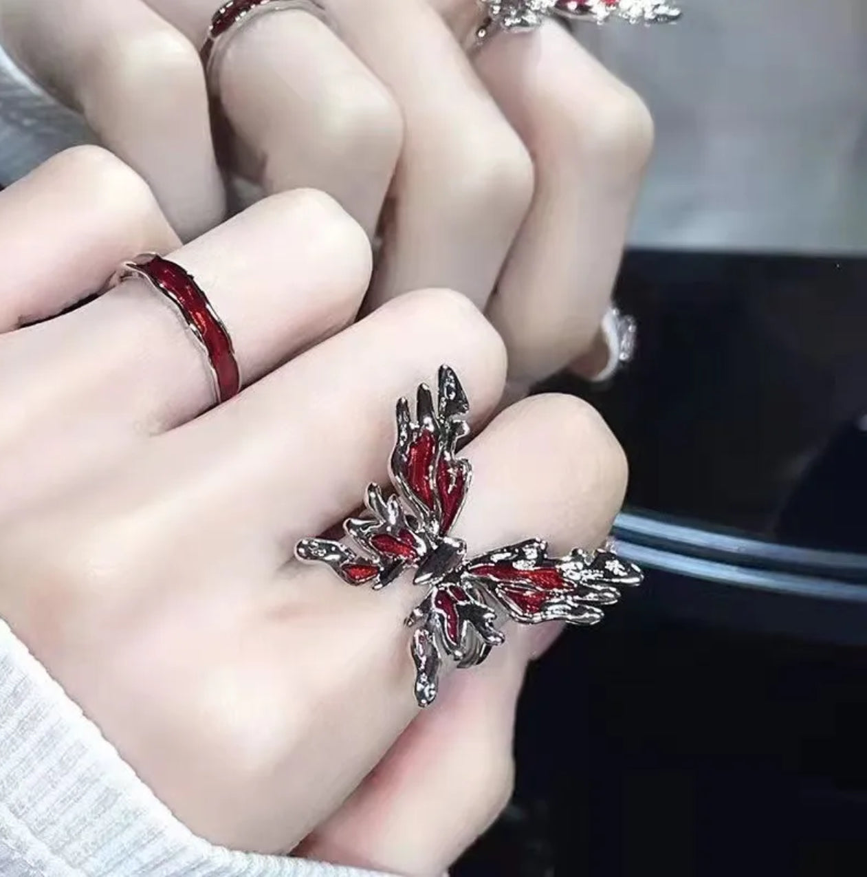 Red butterfly ring