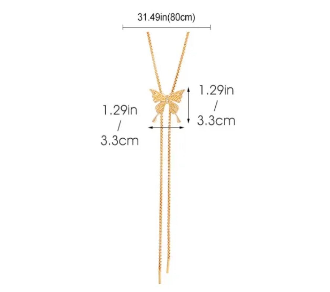 Butterfly detailed alloy necklace