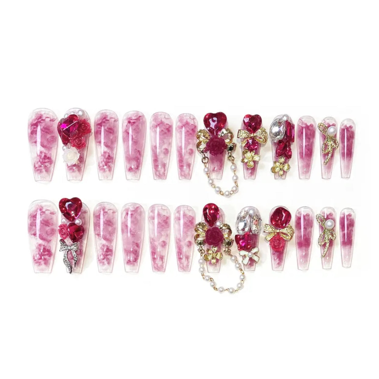 Ruby romance handmade press on nails