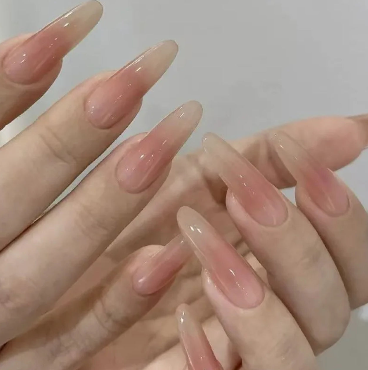 Natural beige handmade press on nails