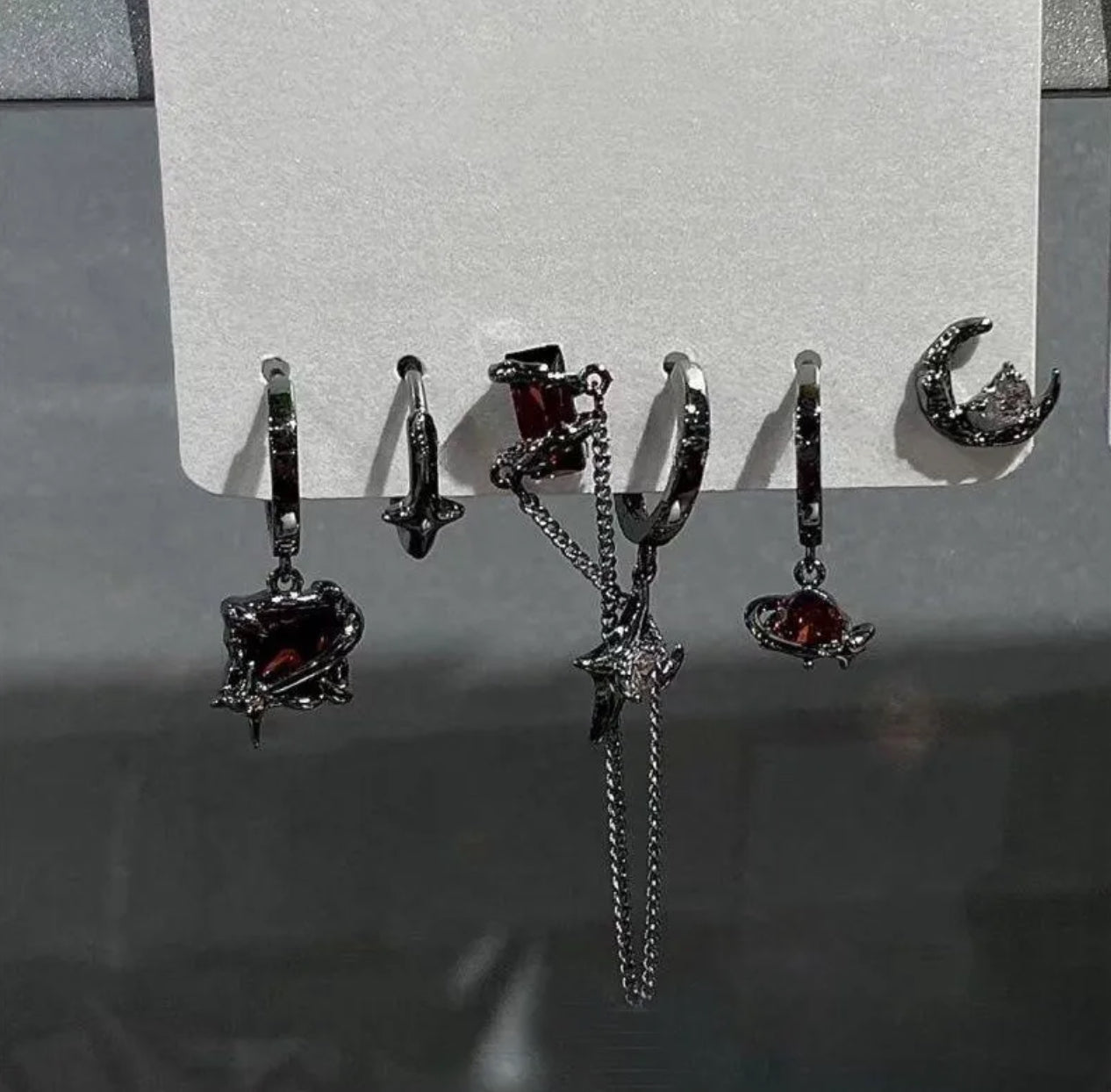 Blood rhinestone piercing set