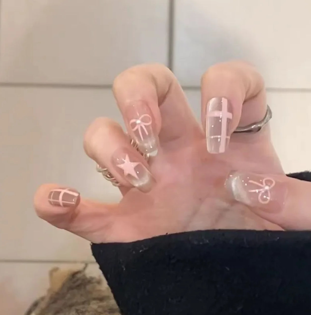 Coquette handmade nails