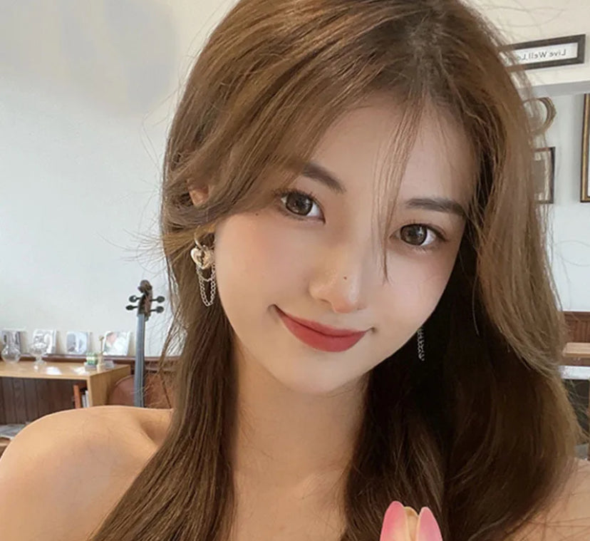 Alloy heart chain earrings