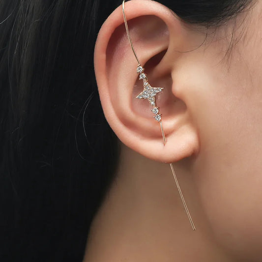 Geometric star pin ear cuff