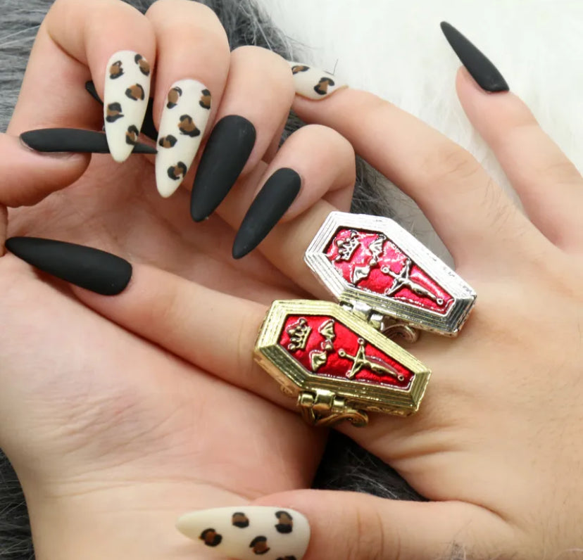 Vampire themed coffin ring