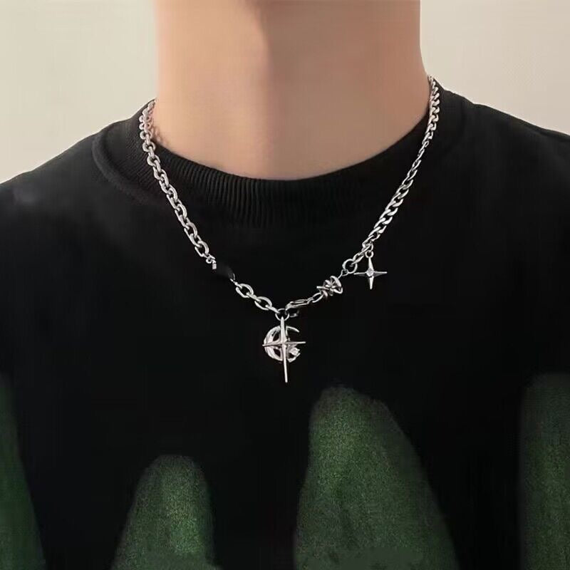 Cross star men’s necklace