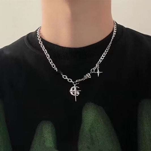 Cross star men’s necklace