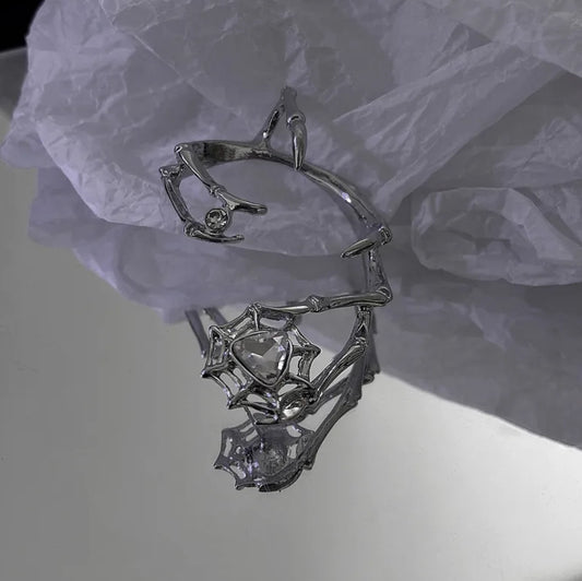 Geometric spider zircon earcuff