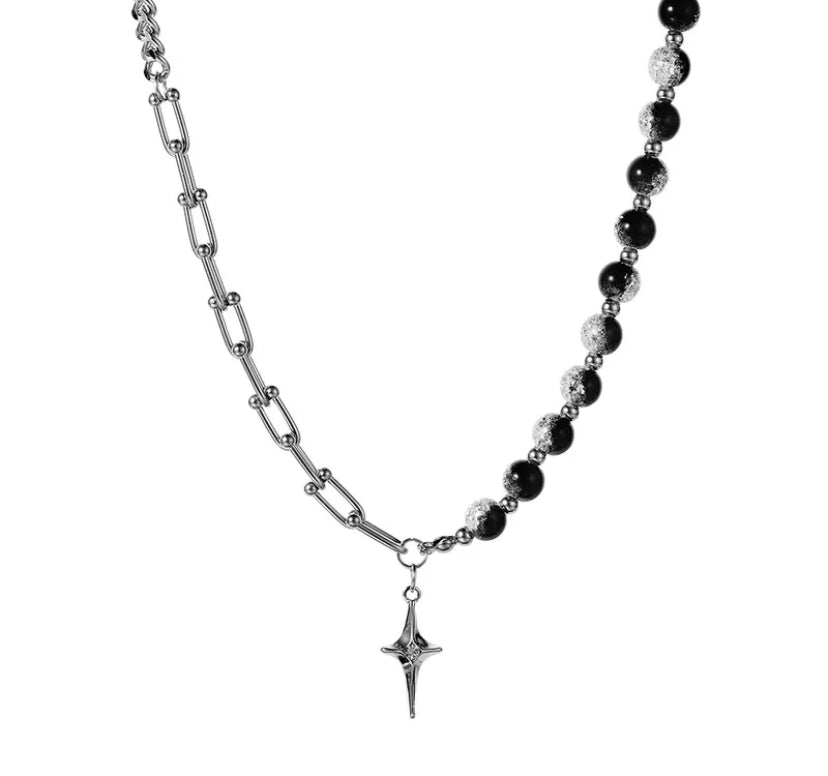 Titanium steel beaded necklace