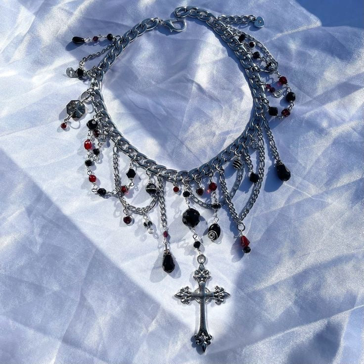 Gothic cross layered necklace
