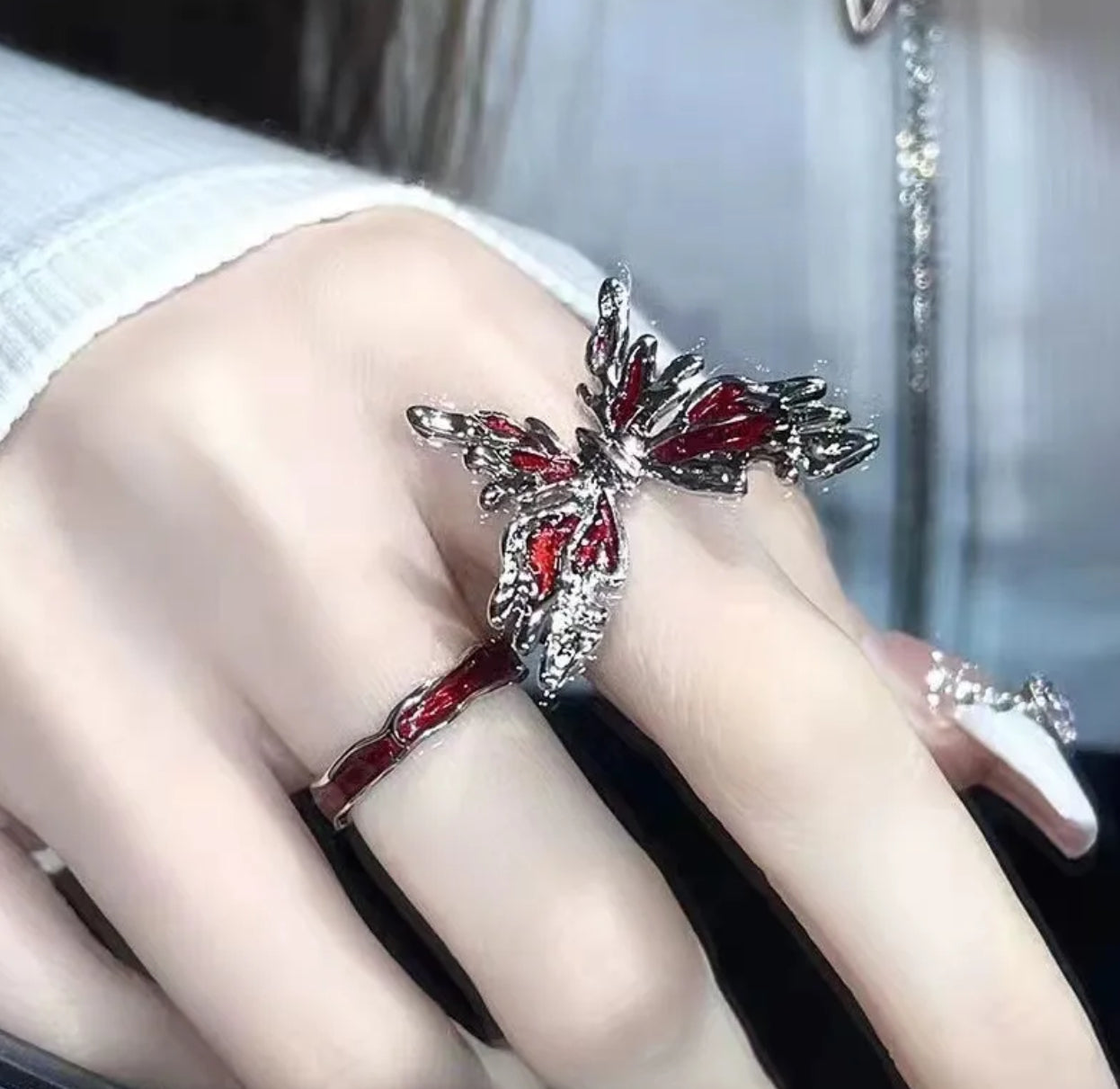 Red butterfly ring