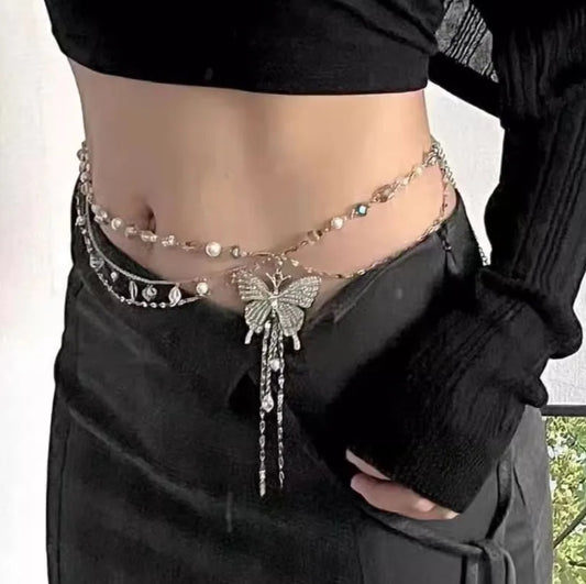 Butterfly halo waist chain