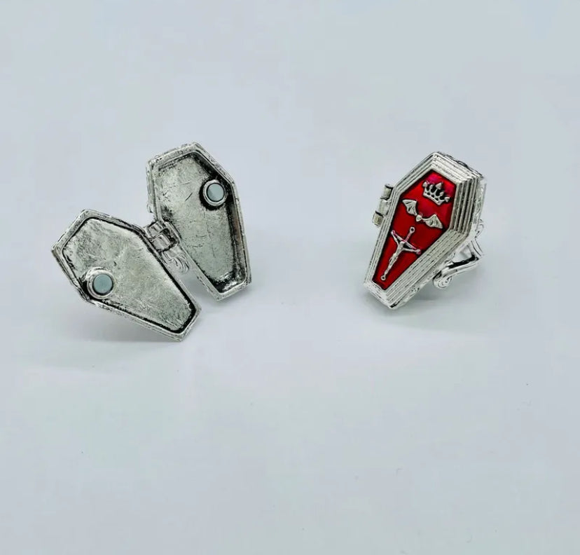 Vampire themed coffin ring