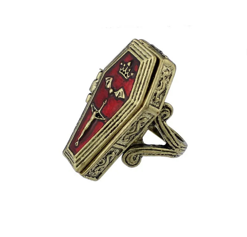 Vampire themed coffin ring