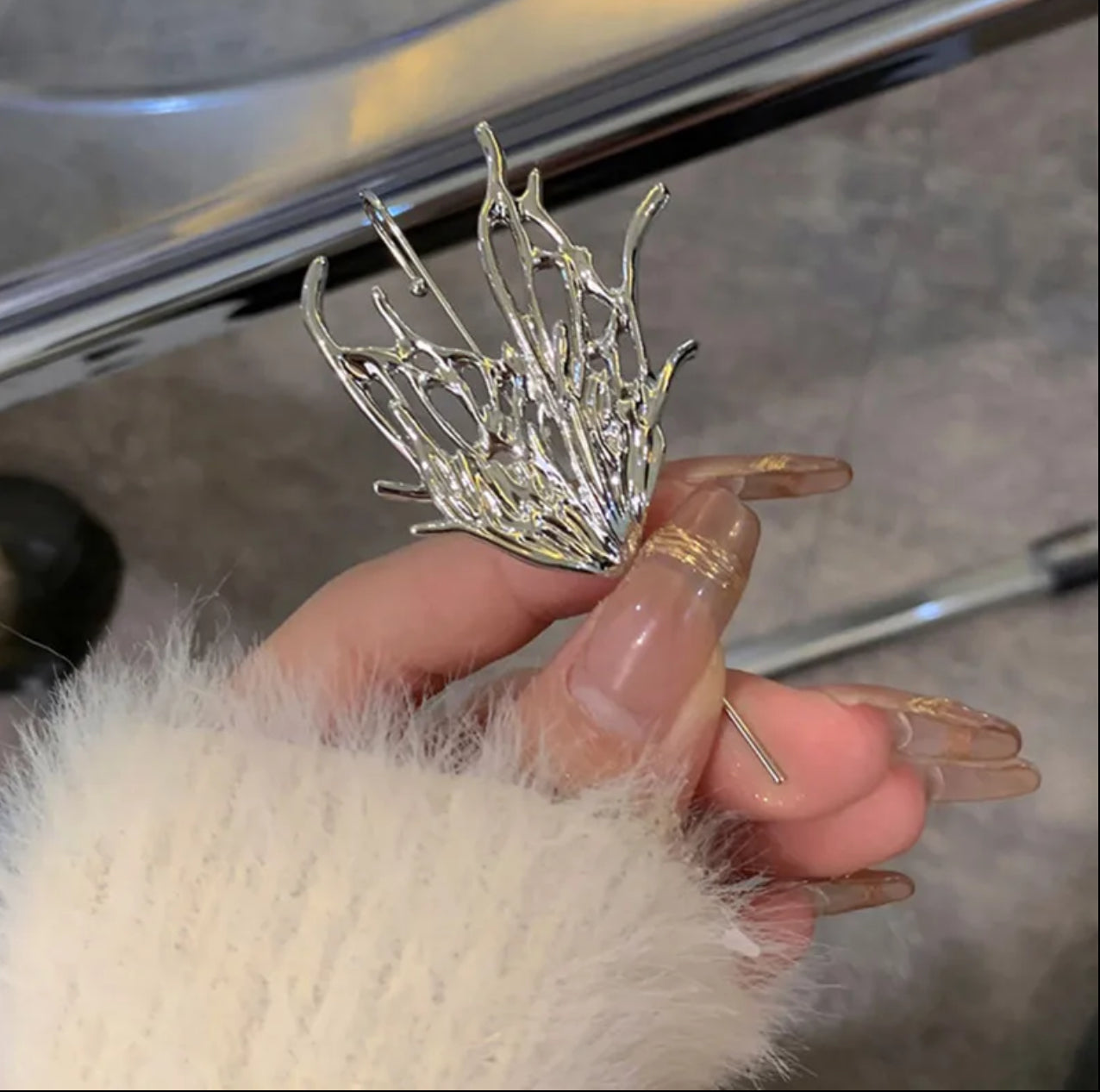 Zinc butterfly earcuff single piece