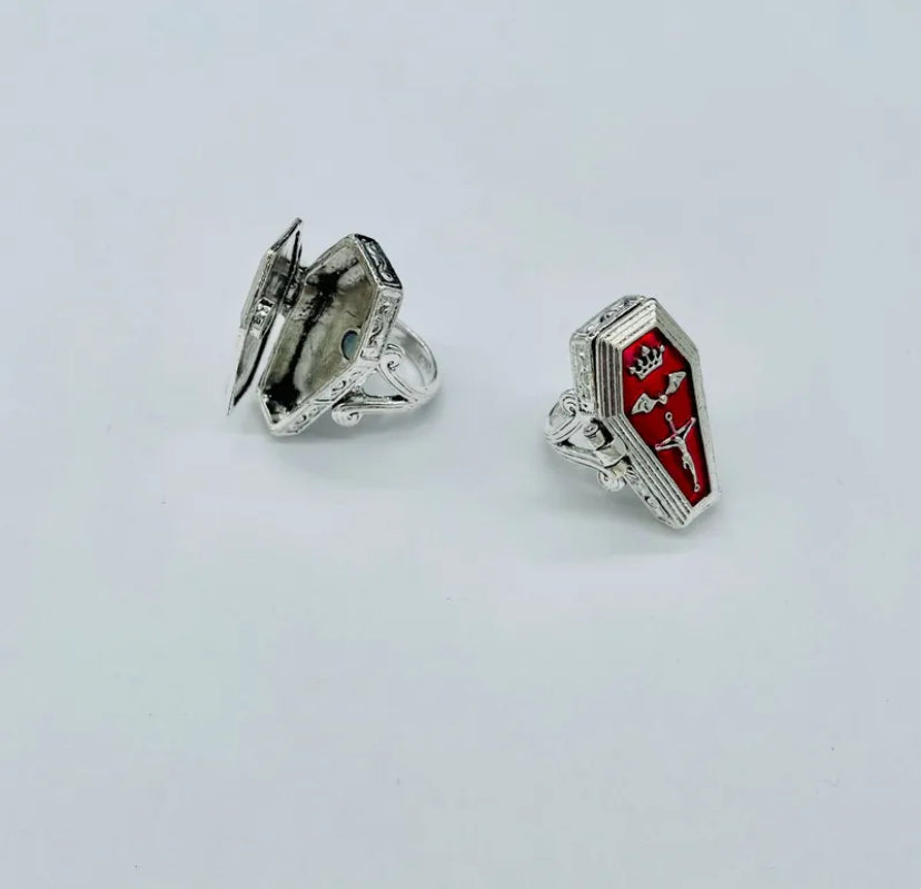 Vampire themed coffin ring