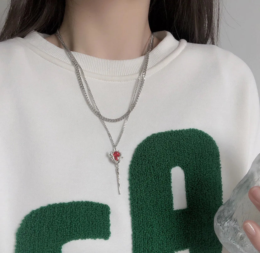 Red riding book rose pendant (unisex)