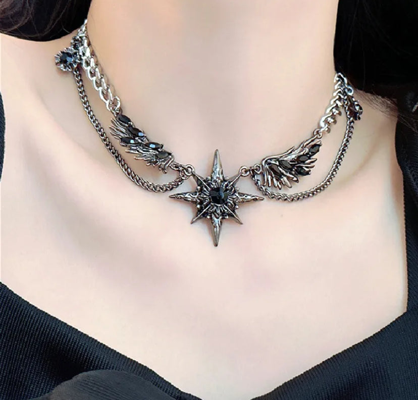 Geometric star gothic choker