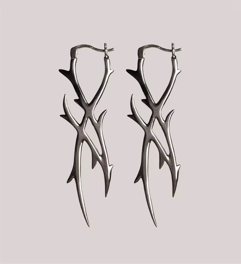 Silver thorn earrings