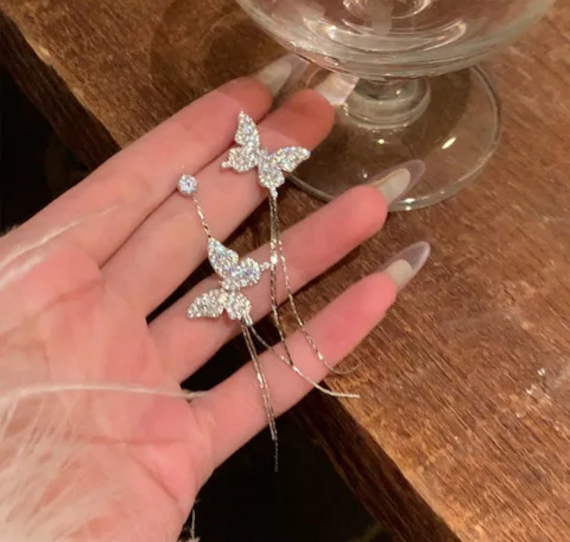 Sequin butterfly earrings