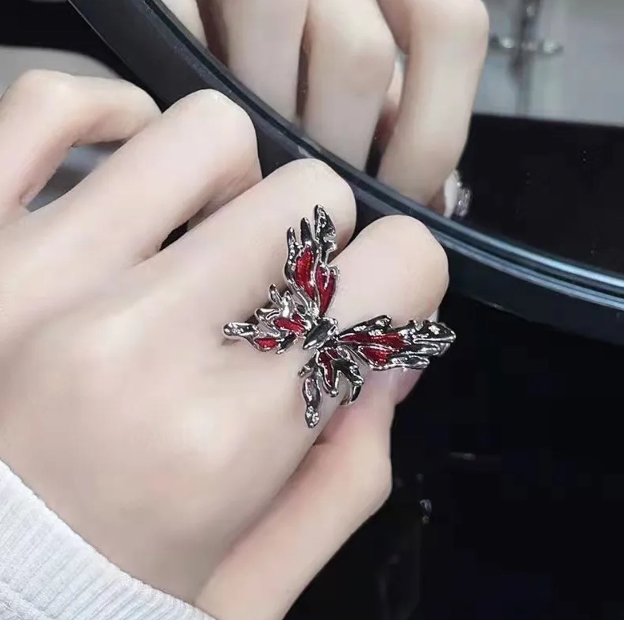 Red butterfly ring