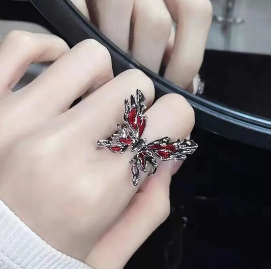 Red butterfly ring