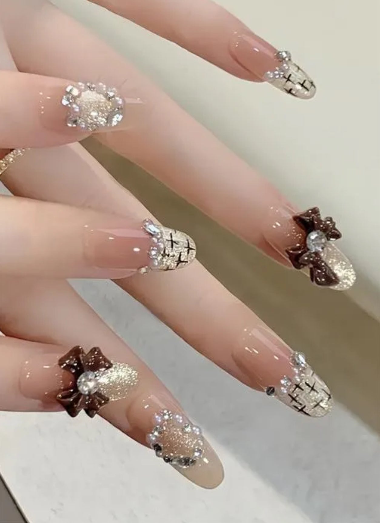 Choco glam handmade press on nails