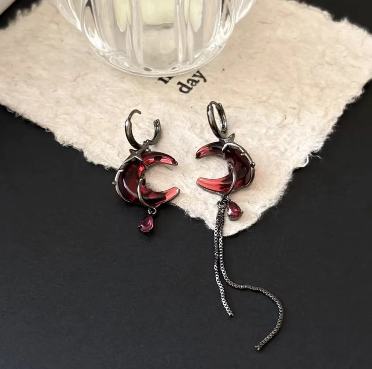 Blood moon earrings