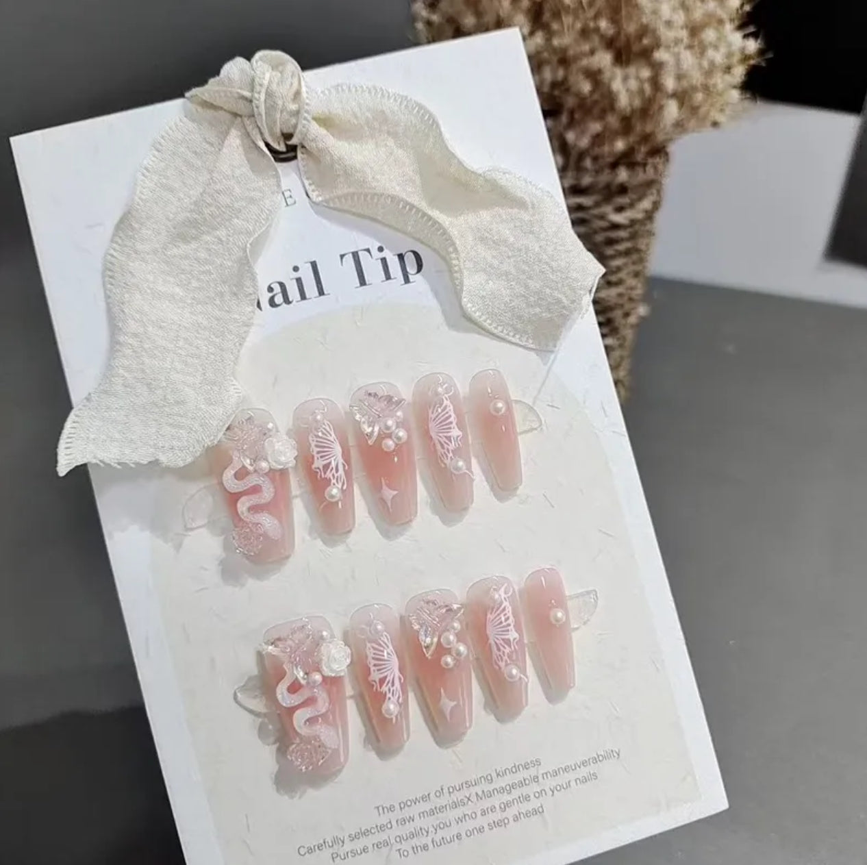 3d snake handmade press on nails