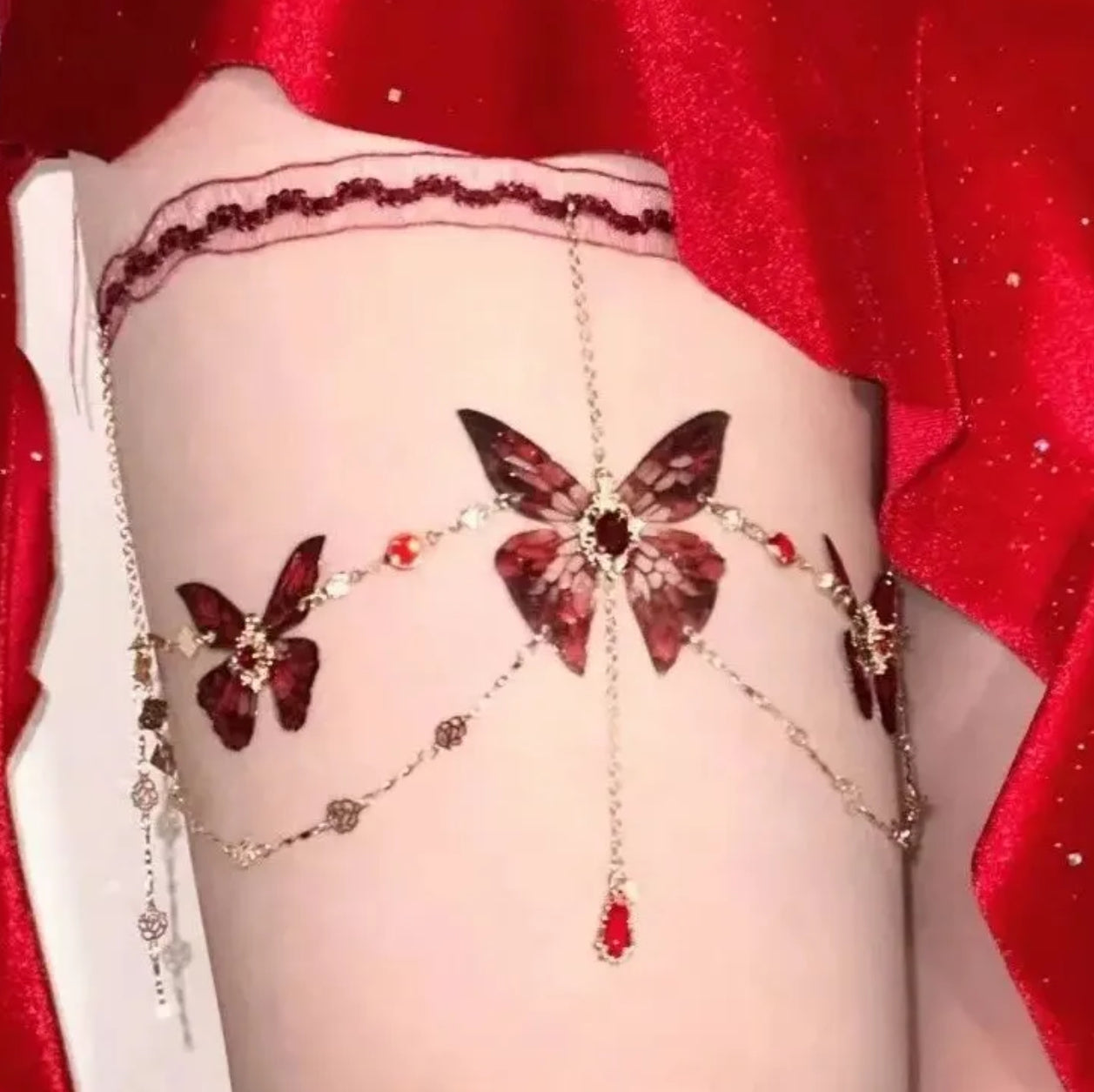 Fairytale butterfly thigh belt red