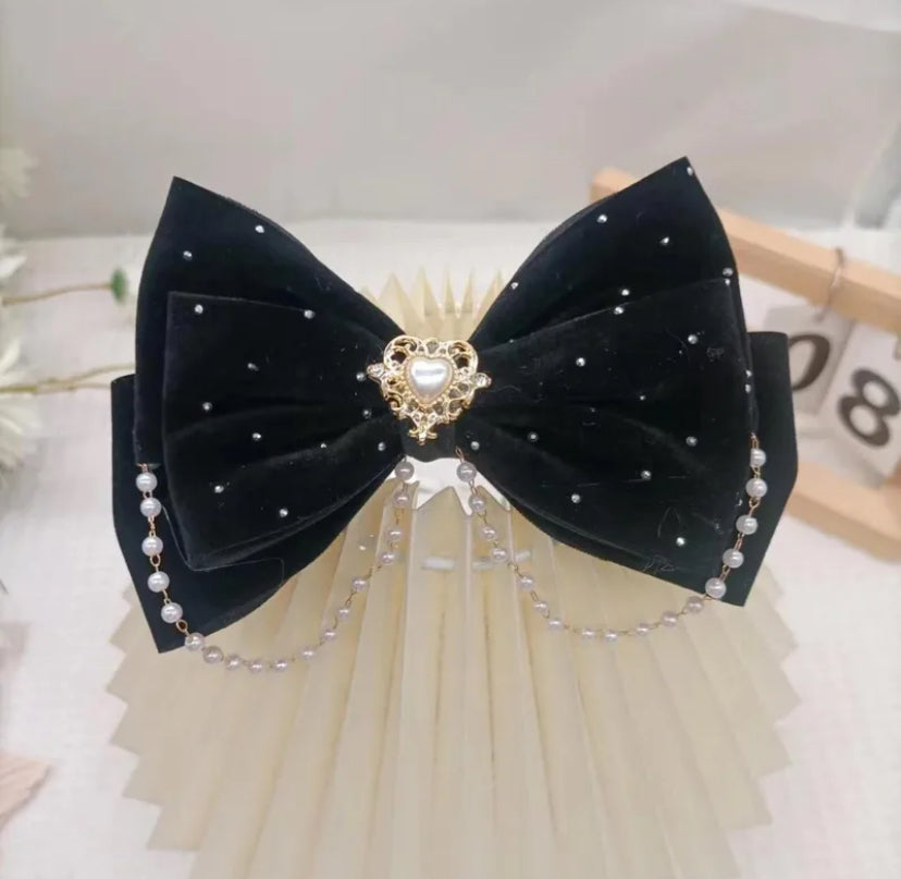 Princess pearl bow hair pin