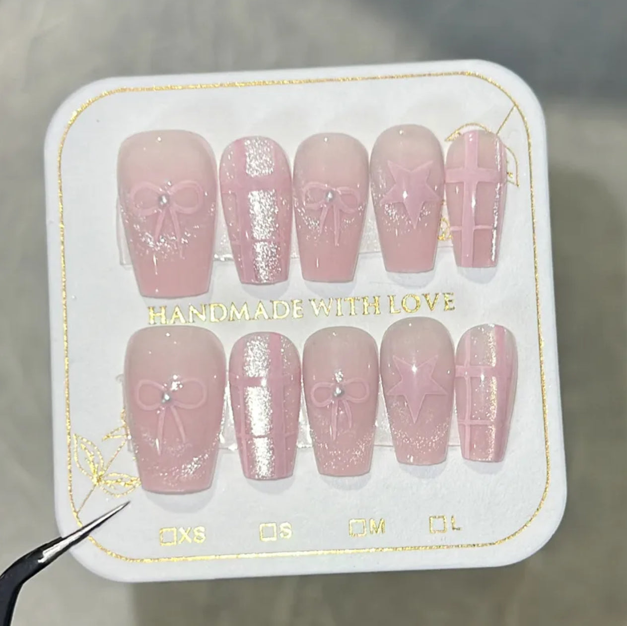 Coquette handmade nails