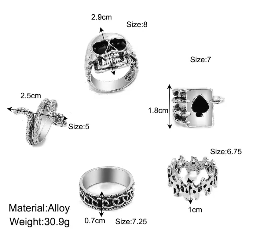 Geometric gothic ring set