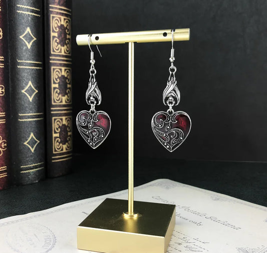 Gothic vintage heart earrings
