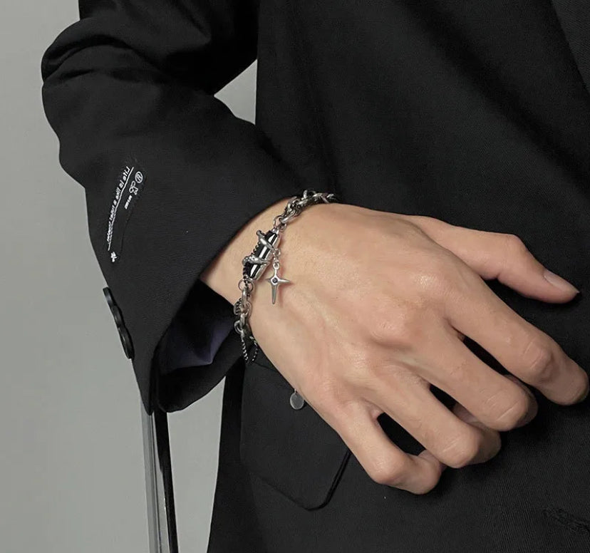 Men geometric inlay bracelet