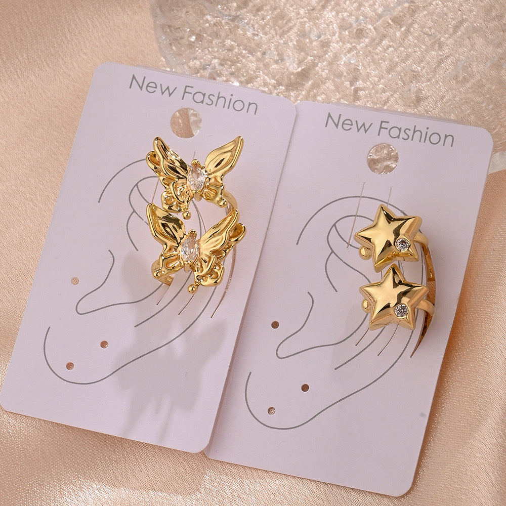 Butterfly star helix earcuff pair