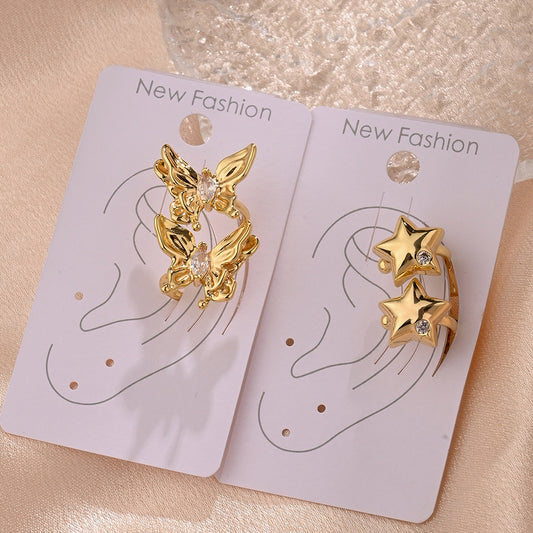 Butterfly star helix earcuff pair