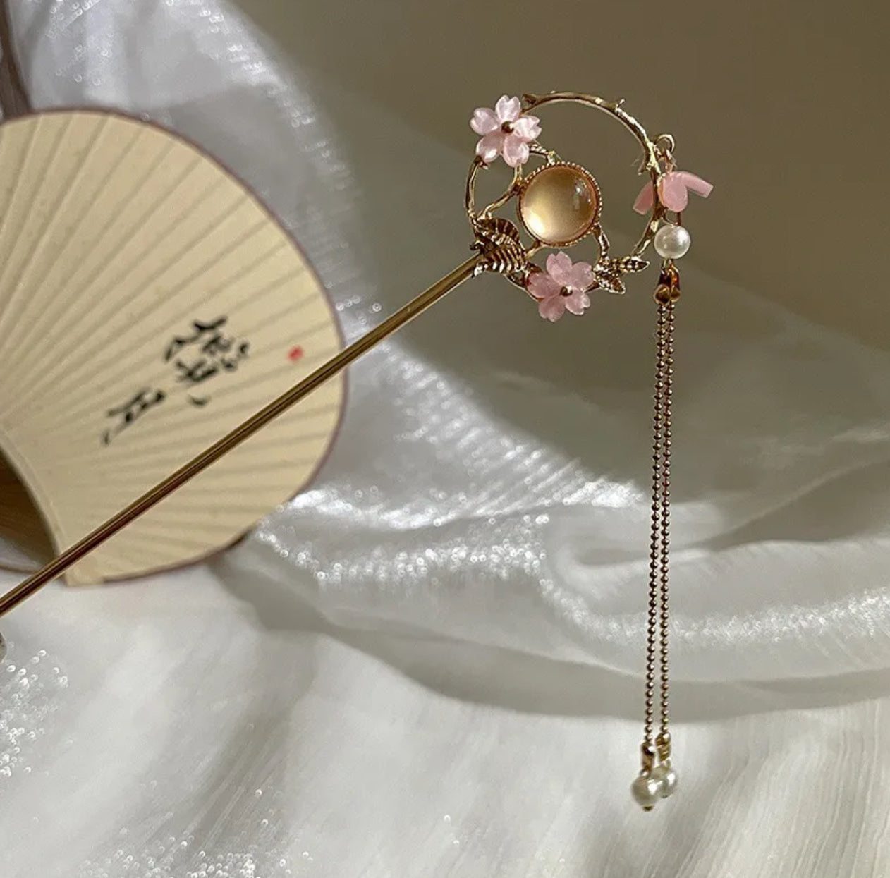 Sakura moon hair pin