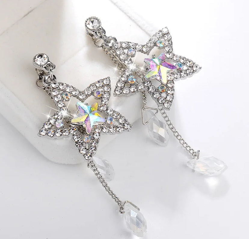 Star plating drop earrings