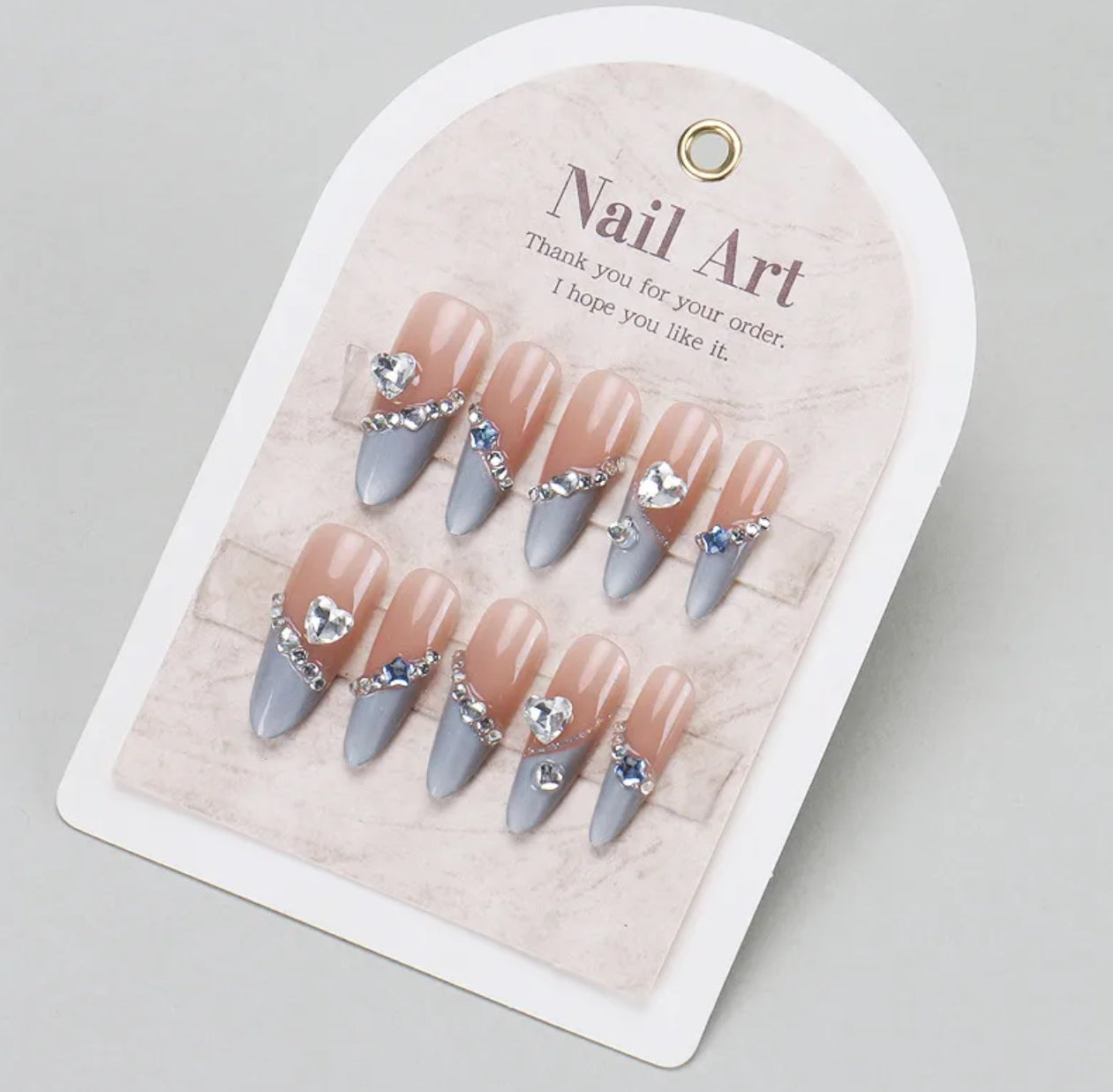 Frozen rhinestone handmade press on nails