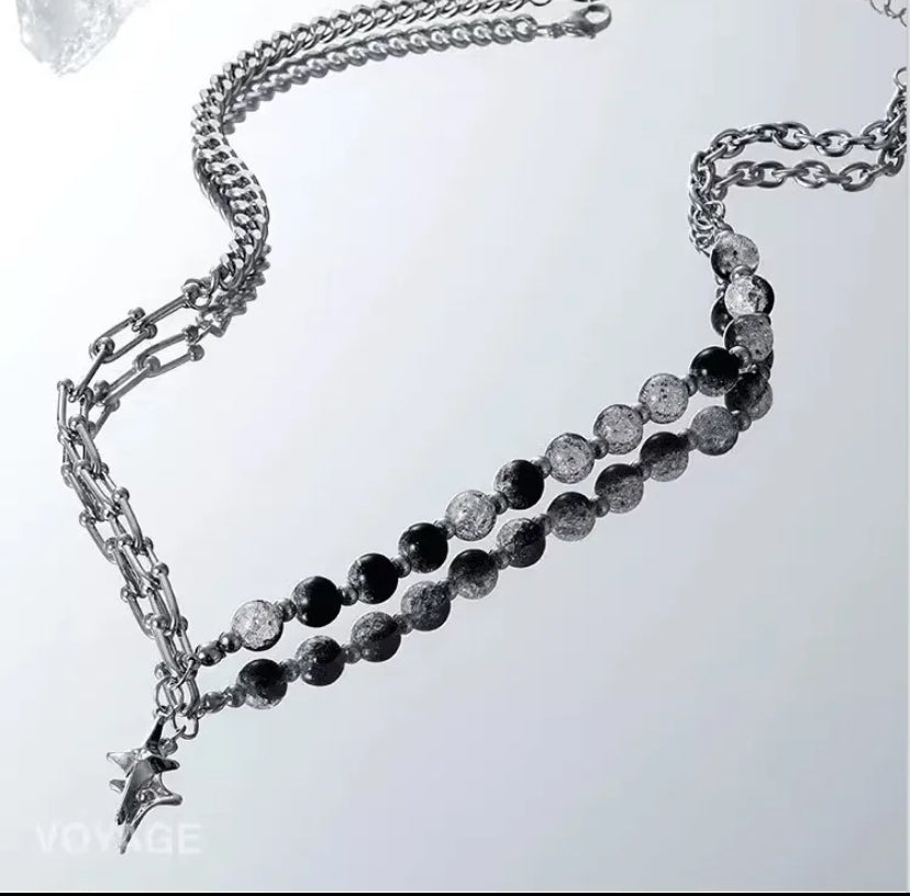 Titanium steel beaded necklace