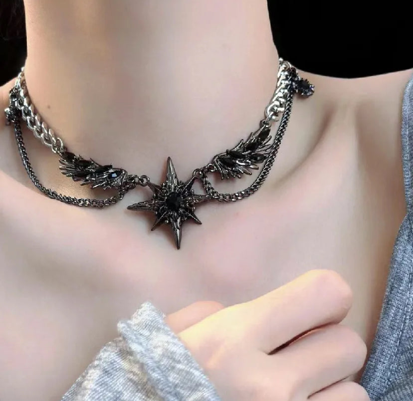 Geometric star gothic choker